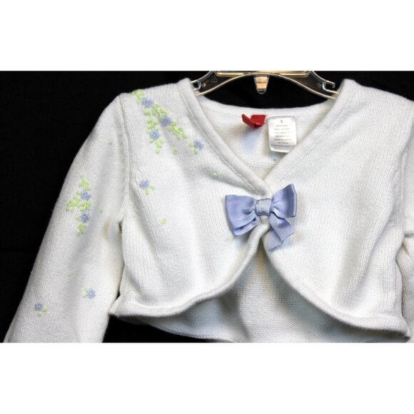 2004 Gymboree Petit Four White Cardigan Bolero Sweater sz 5 Easter Lavender Flow - Picture 5 of 9
